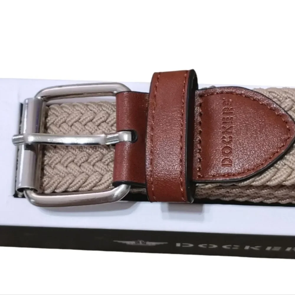 NWT Men’s Dockers Woven Stretch Belt Khaki Size L/XL